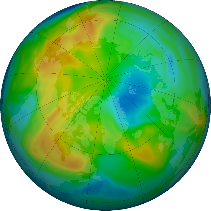 Arctic ozone map for 07 December 2021